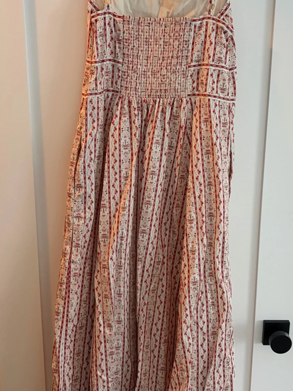 Hill House Red and Cream Striped Floral Midi Dress - Picture 3 of 4